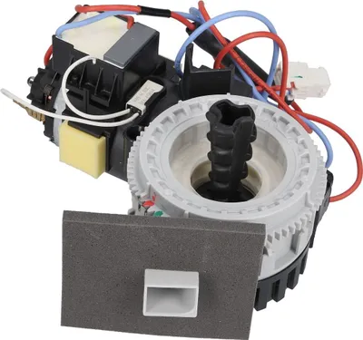 A close-up, isolated shot of a coffee machine grinding mechanism.