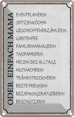 Produktbild von vianmo Blechschild 18x12 cm Mama Familienmanagerin Freundin Spruch Zitat