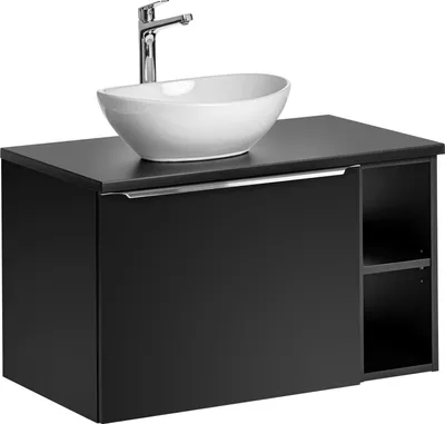 Zdjęcie produktu dla Zestaw Łazienkowy Czarny Mat 80 Cm Z Umywalką Nablatową 40 Cm