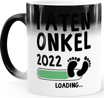 Produktbild von Kaffee-Tasse Pantenonkel 2020 loading Thermoeffekt Zaubertasse Geschenk-Tasse für werdend Pantenonkel Bekanntgabe Ankündigung Schwangerschaft Geburt Baby MoonWorks® weiss-gruen Magic-Tasse