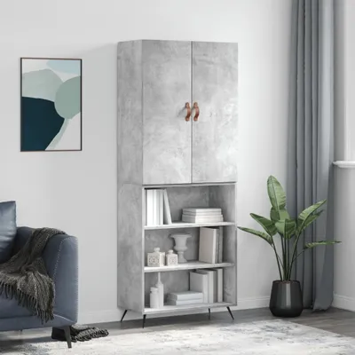 Produktbild von vidaXL Highboard Betongrau 69,5x34x180 cm Holzwerkstoff