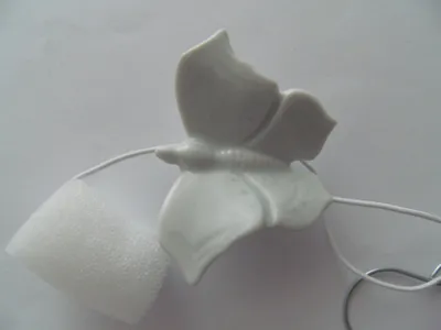 Produktbild von Porzellan Tropfenfänger Schmetterling groß weiß, für Kaffee- o. Teekannen, Figur Tier