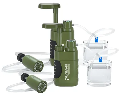 Obrázok produktu pre Prenosný filter na vodu s pumpou, 0,01 mikrónov, kapacita 3000 litrov, zelený