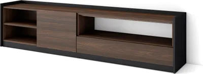 Produktbild von TV-Schrank, Lowboard, 207x37x50cm, Für TV-Geräte bis zu 80", Fernsehtisch, Dunkler Eiche und Schwarz