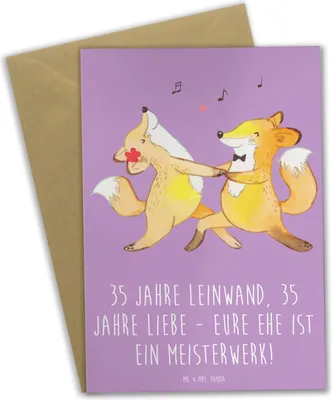 Produktbild von Mr. & Mrs. Panda Grußkarte 35. Hochzeitstag Leinwandhochzeit - Lavendeltraum - Geschenk, einladungskarten, Feiern, Geschenke, Grußkarten, handgefertigte Produkte, Heirat