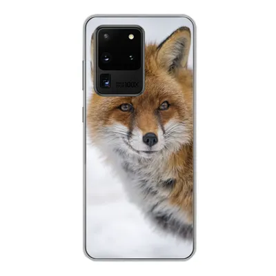 Produktbild von MuchoWow® Handyhülle Schutzhülle Hülle für Samsung Galaxy S20 Ultra Fuchs - Porträt - Schnee Silikon Softcase Handy Hülle - Karteninhaber