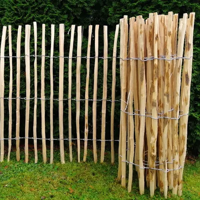 Produktbild von Staketenzaun Gartenzaun Zaunlatte Holzzaun Haselnussholz Bauernzaun Zaun 5m Höhe: 60 cm, Lattenabstand 3-4 cm