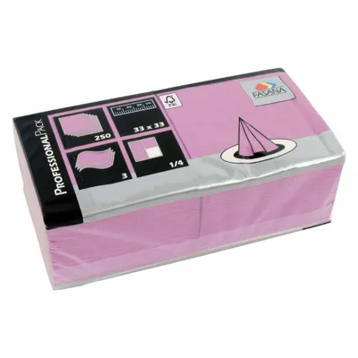 Produktbild von 250 Stück Zelltuch-Servietten, 3-lagig, 1/4 Falz, 33x33cm, rosa