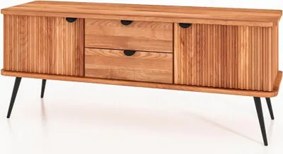 Produktbild von Kommode Tula Kernbuche massiv 144x46x57 mit 2 Schubladen 2 Türen Riffelfront