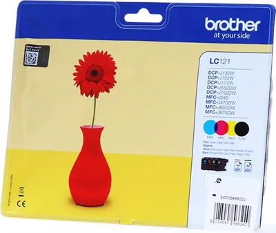 Produktbild von Brother LC121 Value Pack - Schwarz, Gelb, Cyan, Magenta - original - Blister mit Diebstahlsicherung - Tintenpatrone - für Brother DCP-J132, DCP-J152, DCP-J552, DCP-J752, MFC-J245, MFC-J470, MFC-J650, MFC-J870
