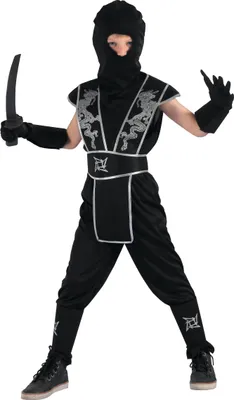 Produktbild von Ninja Jungenkostüm Krieger schwarz-silber - 110-122 (4-6 Jahre)