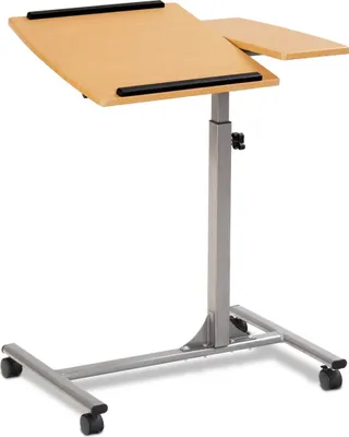 Produktbild von GOPLUS Laptoptisch hoehenverstellbar, Laptopstaender Holz, Notebooktisch mit Rollen, Notebookstaender drehbar, Verstellbarer Computertisch, braun 71-93 cm x 64 x 45 cm