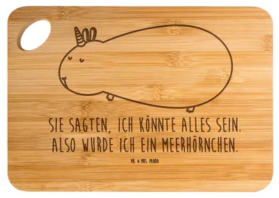 Produktbild von Mr. & Mrs. Panda Holzbrett Einhorn Meerschweinchen - Transparent - Geschenk, Einhörner, Schneidebrett, Unicorn, holzschneidebrett, Meerschwein, Meerhörnchen, Hackbrett