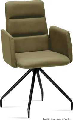 Produktbild von Armlehnstuhl (6er-Set) Devora 52x92x60 Schwarz/Olivgrün