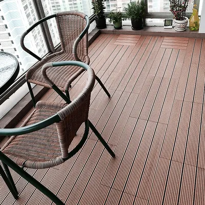 Produktbild von YZNAHRE Terrassenfliesen Klicksystem Balkonfliesen WPC Terrassenplatten 30x60cm/Stück Balkon Bodenbelag Wetterfest mit Drainagefunktion Balkonboden Holzoptik Zuschneidbar, 30pcs/5m² (Braun)