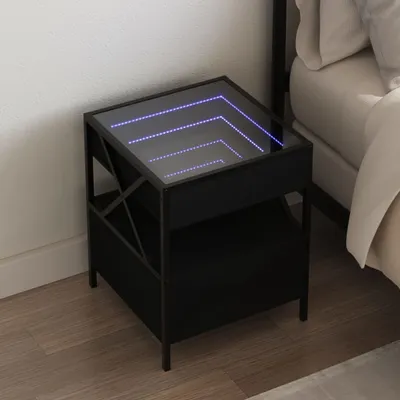 Produktbild von Möbel Nachttisch mit Infinity-LED Schwarz 40x40x51 cm - Nachtkommode 3284101
