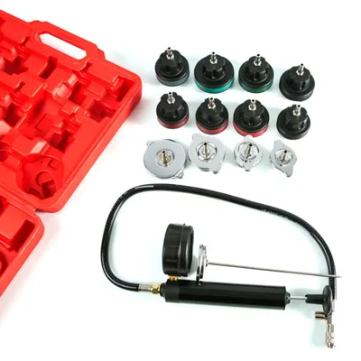 Produktbild von Auto Kühler Lecktest Set - Vakuumtyp Kühlsystemtester - Kit 14-teilig - Kühlwasserbehälter Lecksuche - Kfz-Reparaturwerkzeug