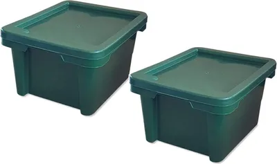 Produktbild von 2er Set Drehstapelbox Multibox Lagerbox Aufbewahrung Kiste Farbe grün 20 L mit Deckel