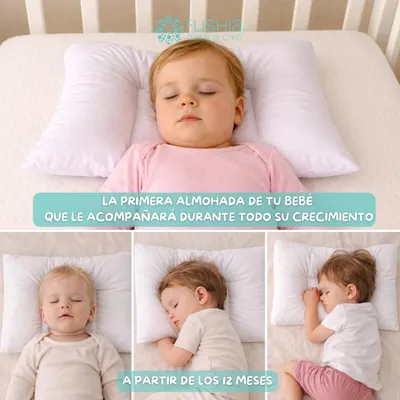 Produktbild von Babykissen 35x55 cm, 100 % Baumwolle, hypoallergen, milbendicht, für Kinderbett