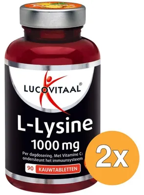 Productafbeelding van 2x Lucovitaal L-Lysine 1000mg (90 kauwtabletten)