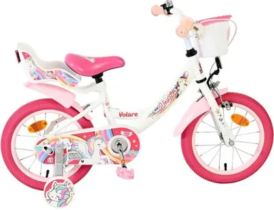 Immagine prodotto di Bicicletta per bambini Volare Unicorn - ragazze - 14 pollici - bianco