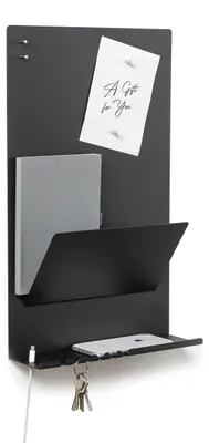 Wandorganizer Metall 30x9x49 cm 3-in-1 mit Magnetboard, schwarz