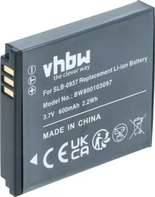 Produktbild von vhbw Akku Ersatz für Samsung SLB-0937 für Kamera (600 mAh, 3,7 V, Li-Ion)