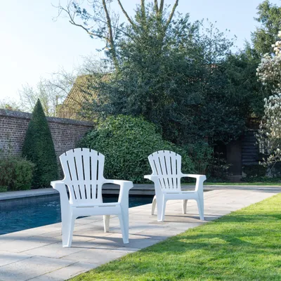 Image de Lot de 2 Fauteuils Adirondack de jardin en résine empilables Blanc