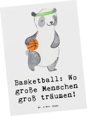 Produktbild von Mr. & Mrs. Panda Postkarte Basketball Träume - Weiß - Geschenk, bildkarte, Sportart, Sport, Deutschland, große Menschen, Ansichtskarten, Sportler, Postkarten, Teamarbeit