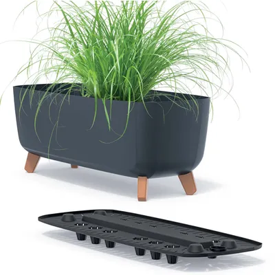 Produktbild von Prosperplast®, Doniczka, DGCL600-S433, Antracyt, Doniczka z wkładem Nóżki Wkład