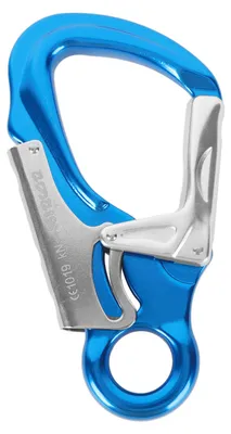 Produktbild von 35KN Kletterkarabiner-Clips D-förmige robuste Karabiner zum Abseilen von Felsen, Bergsteigen, Saphirblau, Silber