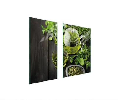 Image de Plaques de recouvrement de cuisinière 2 pièces 75x52 Couverture de champ vitrocéramique Vert Planche à découper Bois