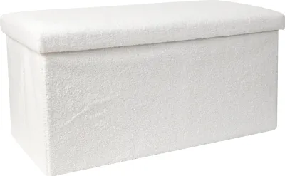 Image de Coffre de rangement banc pliable bouclette Blanc