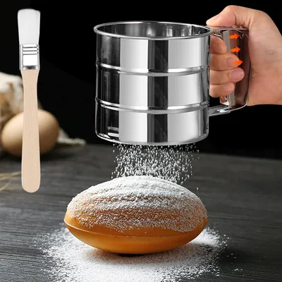 Produktbild von Sieb für Puderzucker - Edelstahl - Puderzuckerstreuer - Puderzuckermahlwerk aus Edelstahl - Einhand-Puderzuckerstreuer