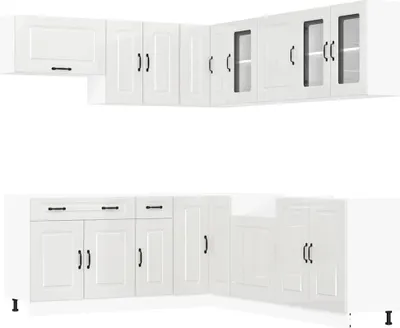Produktbild von vidaXL 11-tlg. Küchenschrank-Set Kalmar Hochglanz-Weiß Holzwerkstoff