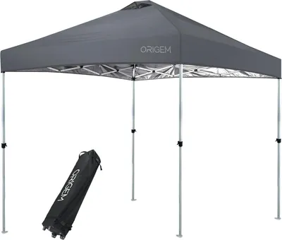 Image de Pavillon pop-up avec des parois de 3 m x 3 m et de 2,5 m x 2,5 m, montage et rangement faciles grâce à sa sacoche sur roulettes, tissu Oxford 210D, abri de jardin robuste