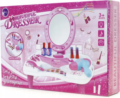 Produktbild von Kinder Schminktisch Set Rosa - Beauty Zubehör mit Föhn & Kosmetik für kleine Damen