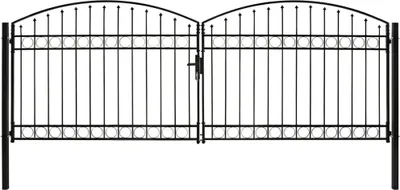 Obrázok produktu pre Plotová brána Dvojkrídlová oblúková oceľ 400 x 150 cm čierna