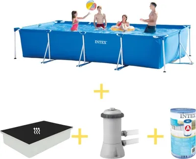 Obrázek produktu pro Rámový bazén Intex - 450 x 220 x 84 cm - včetně solární plachty, filtračního čerpadla a filtru