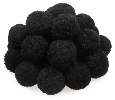 Produktbild von Pompons 5 cm, 30 Stück, schwarz, für Bastelarbeiten