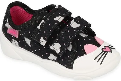 Produktbild von Mädchen Canvas-Sneaker Befado 907P151 schwarz, Katzen, Klettverschluss