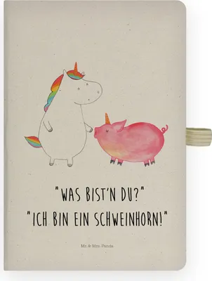Produktbild von Mr. & Mrs. Panda Journal Einhorn Schwein - Transparent - Geschenk, Adressbuch, Schweinchen, notizbuch, Einhörner, Unicorn, DIN A4, Skizzenbuch, Freundin, Tagebuch