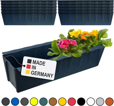 Image de set de 10 bacs à fleurs Balconnière Insert adapté aux palettes Europe pour fleurs, herbes aromatiques et fruits 10 pièces 37cm