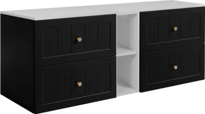 Produktbild von Rodan | Waschbeckenunterschrank - Schwarz und Weiß  - 140 cm - Soft-Close Schubladen - Regal Mit Ablagefläche