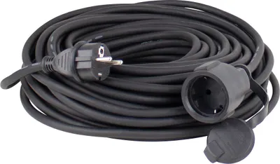 Produktbild von as-Schwabe Gummi-Verlängerungskabel 15m Schuko 230V 16A 3G1,5 Schwarz Baustelle IP44