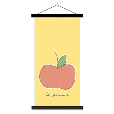Produktbild von MuchoWow® Textilposter Apfel - Obst - Text 60x120 cm mit schwarzem Rahmen - Magnete