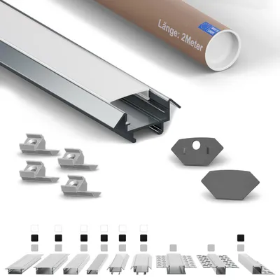 Produktbild von LED-Eckprofil ER4510 2 m Silber für LED-Streifen bis 12 mm inkl. milchiger Abdeckung