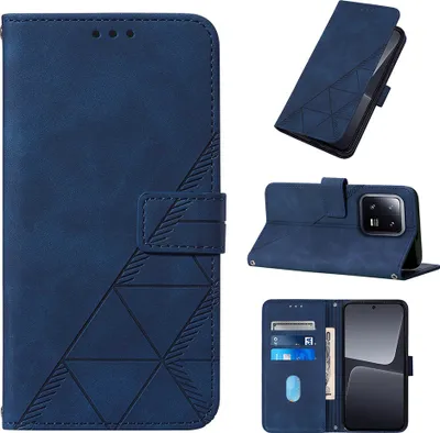 Produktbild von Hülle für Xiaomi 13 Pro Prägung Flip Leder Kartenfächer Schutzhülle mit Ständer Blau