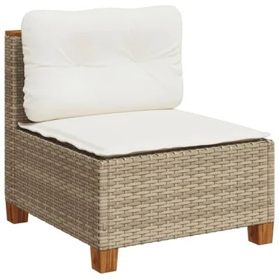 Produktbild von Gartensofa ohne Armlehnen mit Kissen Beige Poly Rattan