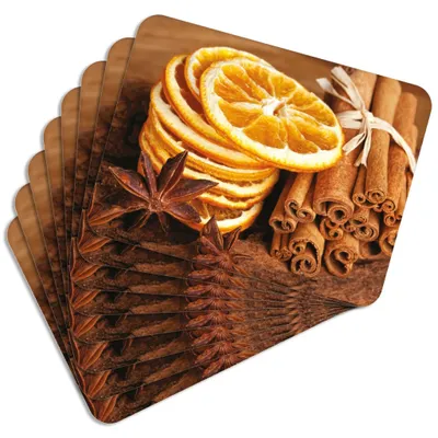 Produktbild von MG Design Set aus 8 Kork-Platzsets - Oranges 2 - 30 x 40 cm - hitzebeständig & abwischbar, mit Korkrückseite